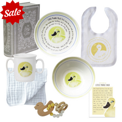 Baby Cup, Plate, Bowl, Bib & Teether Set - Duck