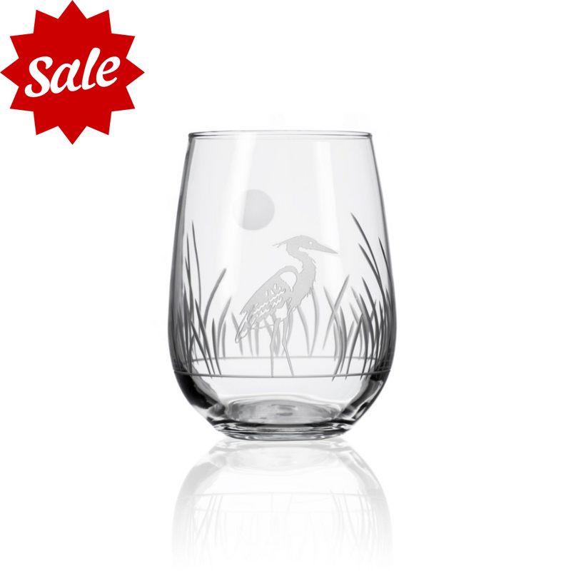 Etched Stemless Wine Glass