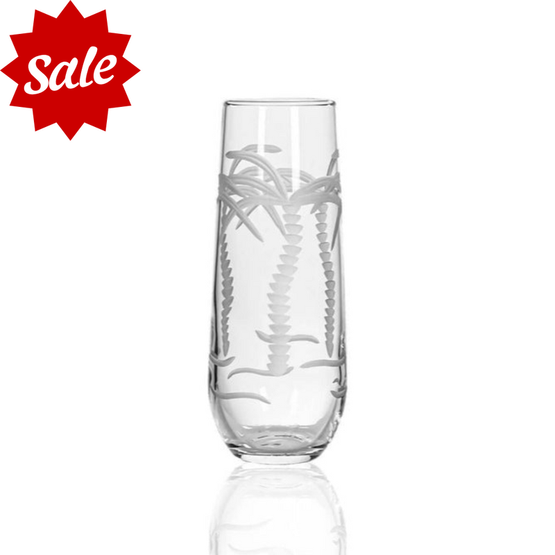 Etched Stemless Champagne Flute Glass