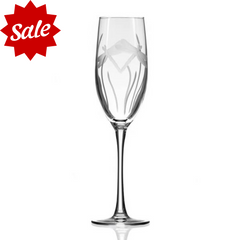 Etched Champagne Flute Glass