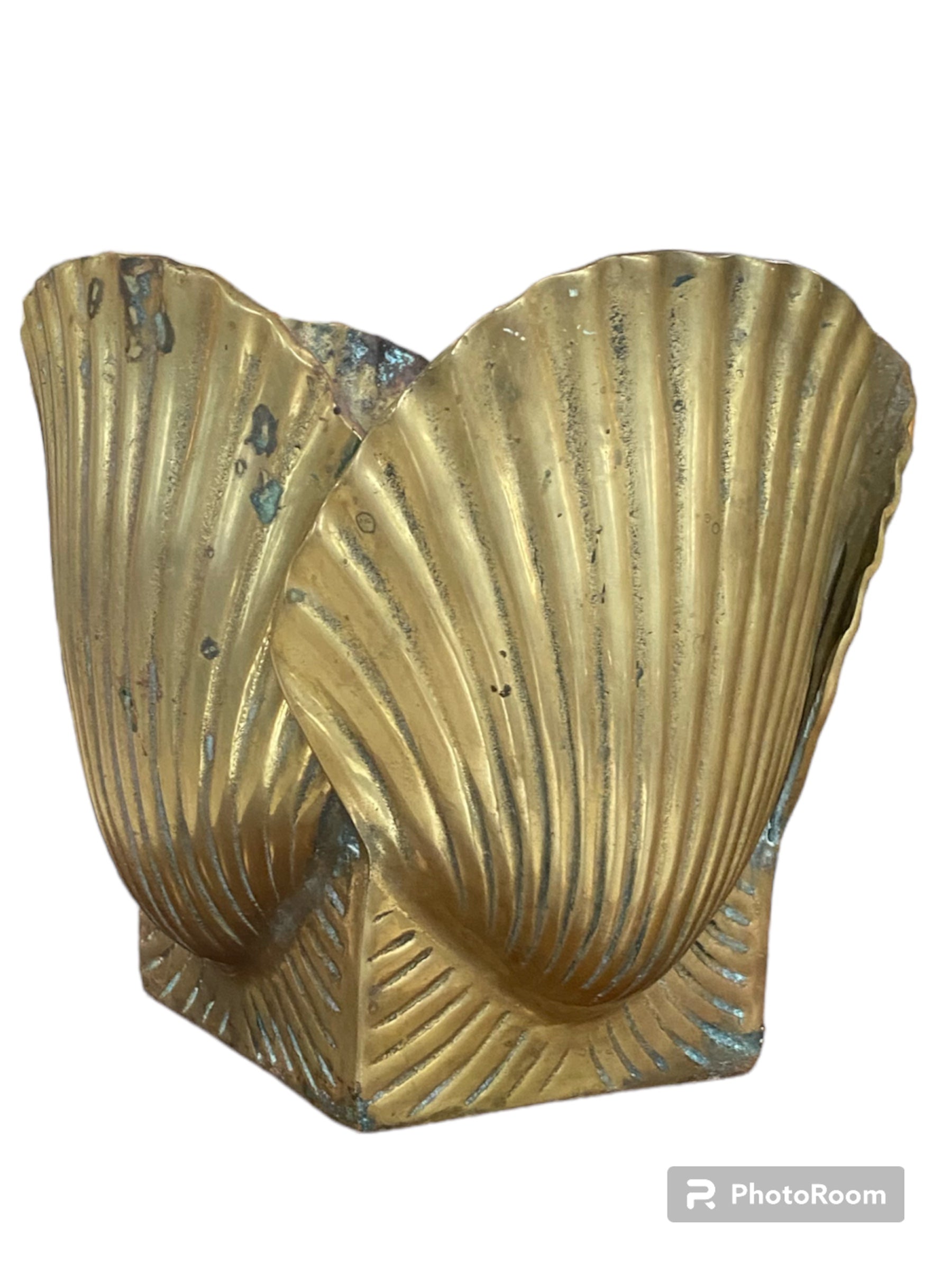 Vintage Brass Seashell Planter 