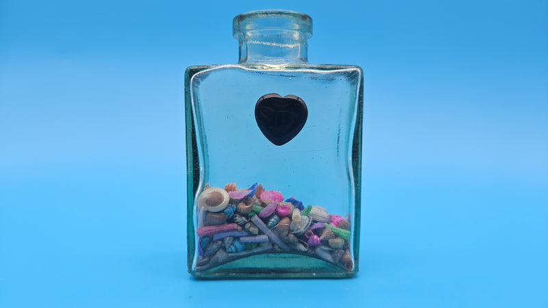 Coastal heart bottle with natural shells – handcrafted ocean keepsake