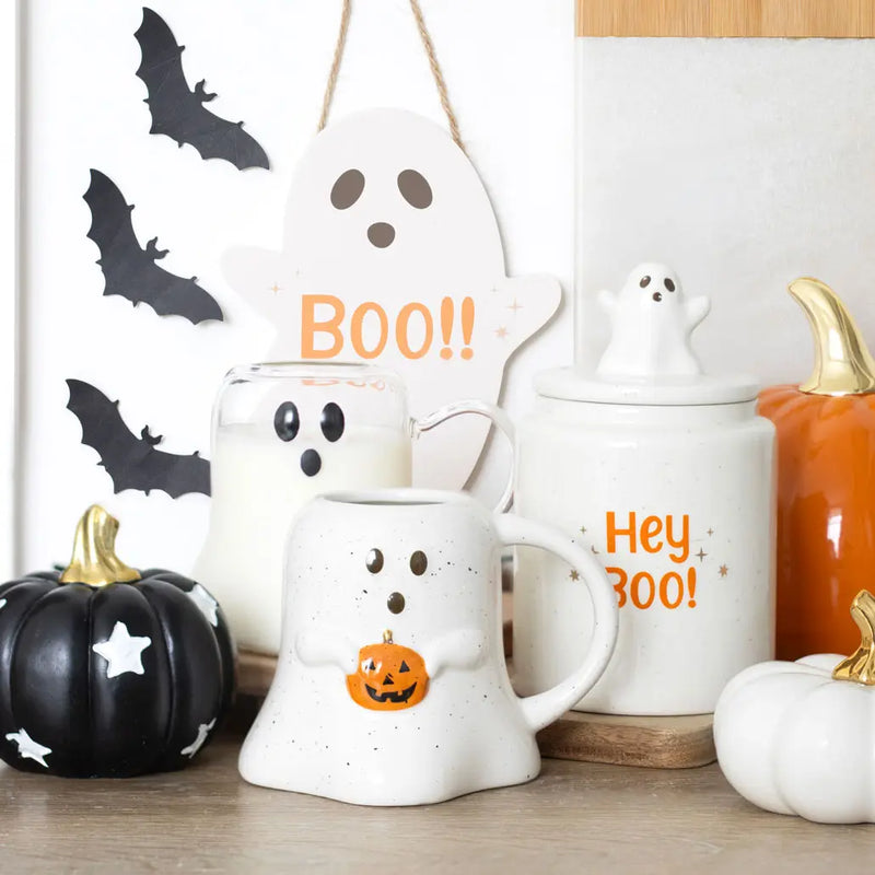 Hey Boo Ghost Halloween Storage Jar