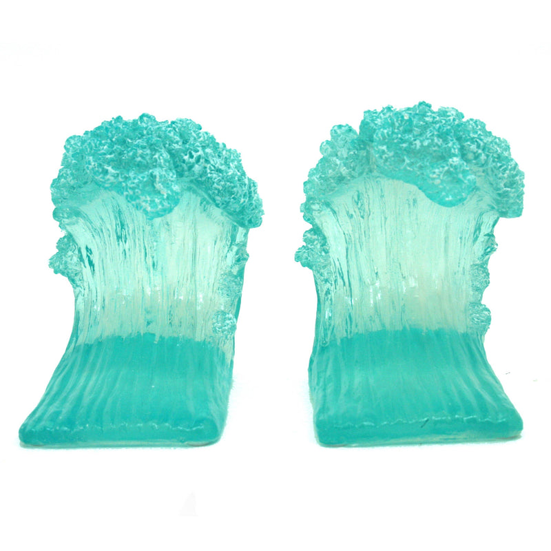 Clear Blue Wave Book Ends Set of 2