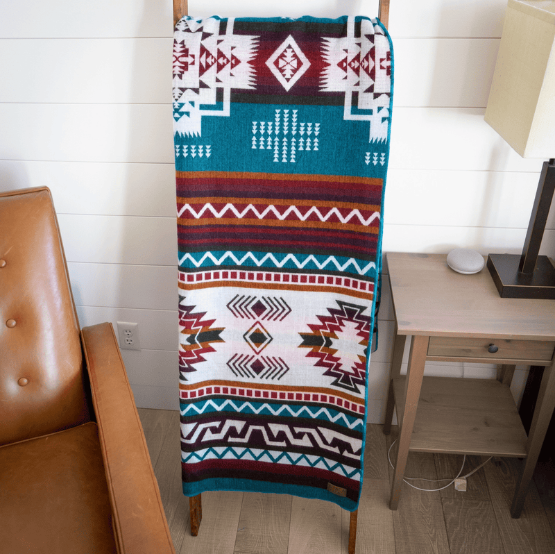 Andean Alpaca Wool Blanket - Turquoise - blanketAlpaca Threadz