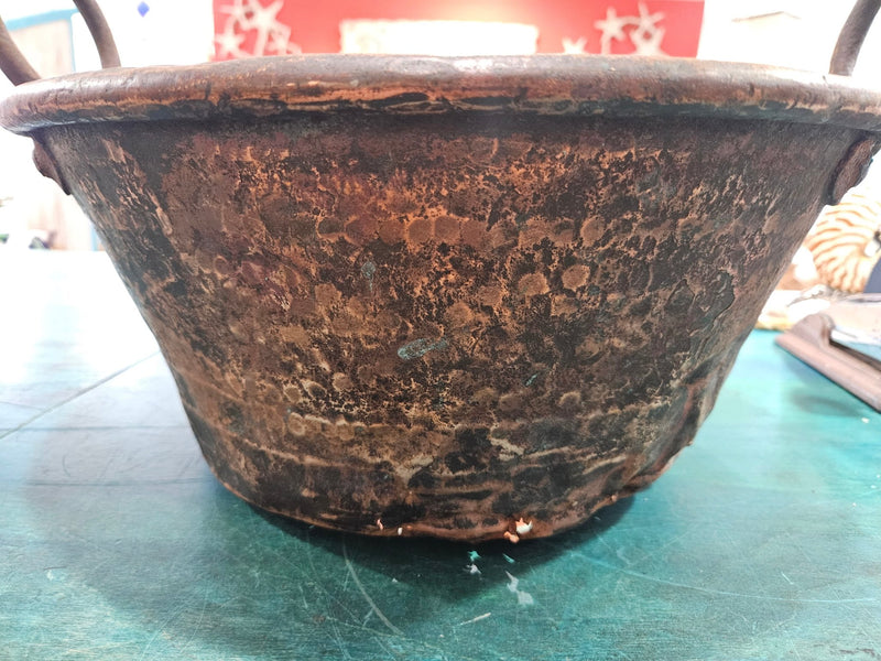 Antique Copper Pot – Circa Mid - 1800s (10.25"T x 15.5"D x 6.75" Deep) - Accent DecorLoving Coastal Living