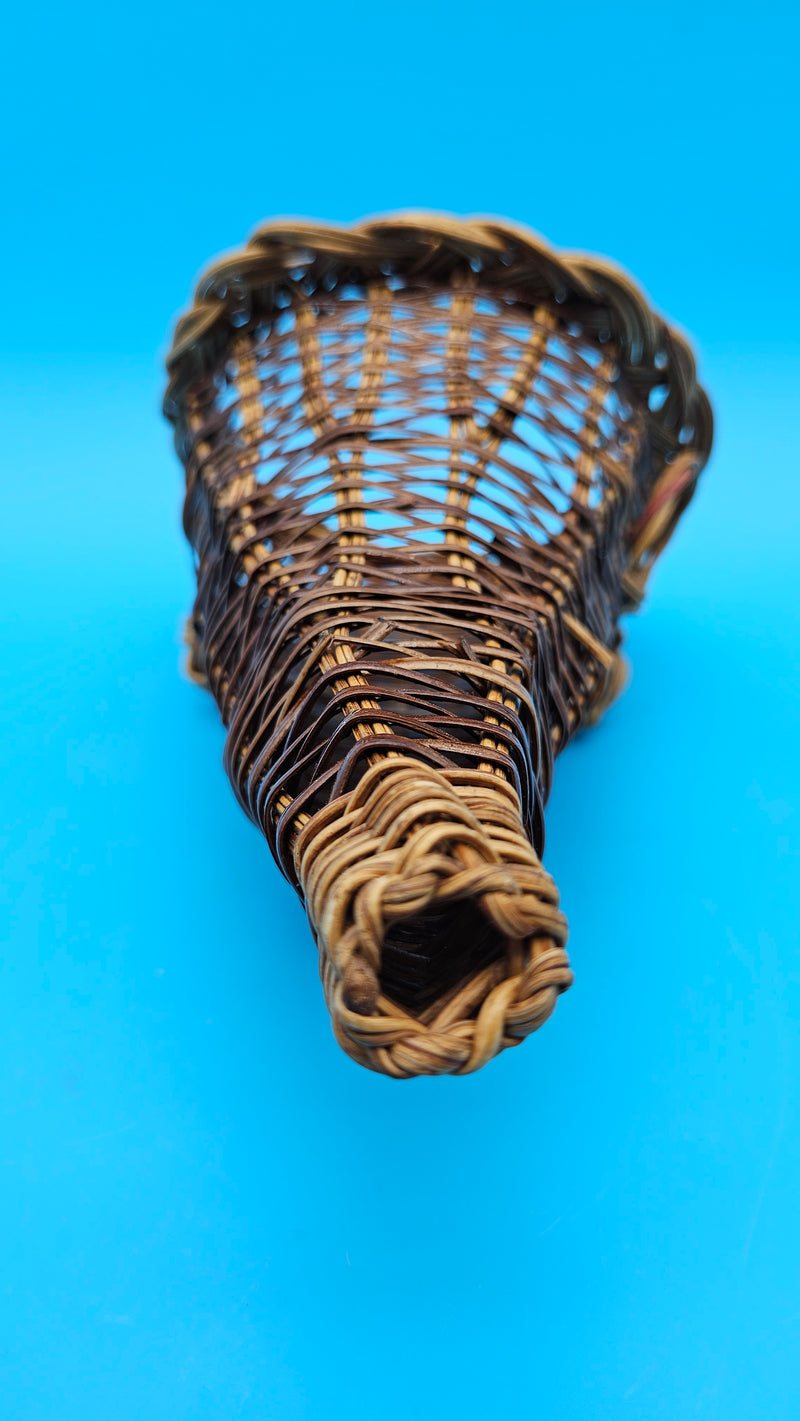 Woven wicker cornucopia