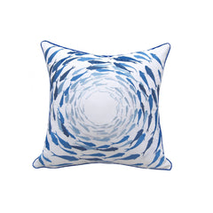 Azure Fish School Indoor/Outdoor Throw Pillow - pillowRightside Design