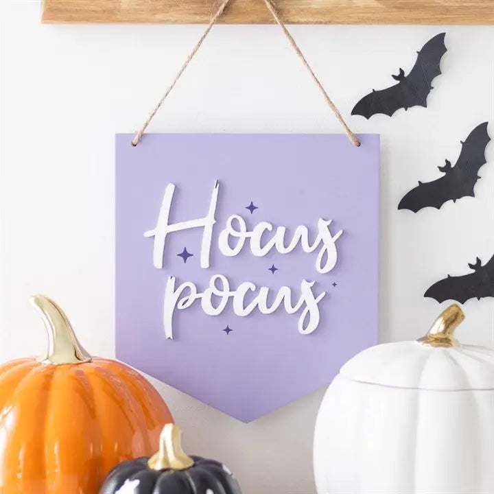 Purple Hocus Pocus Pastel Halloween Hanging Sign