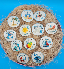 Coastal 12 Days of Christmas sand dollar ornaments