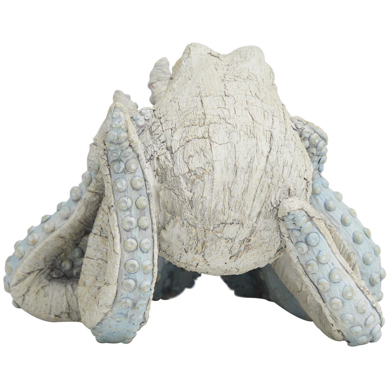 Beige Polystone Octopus Textured Decorative Sculpture with Light Blue Tentacles - Sculptures & StatuesUmainc