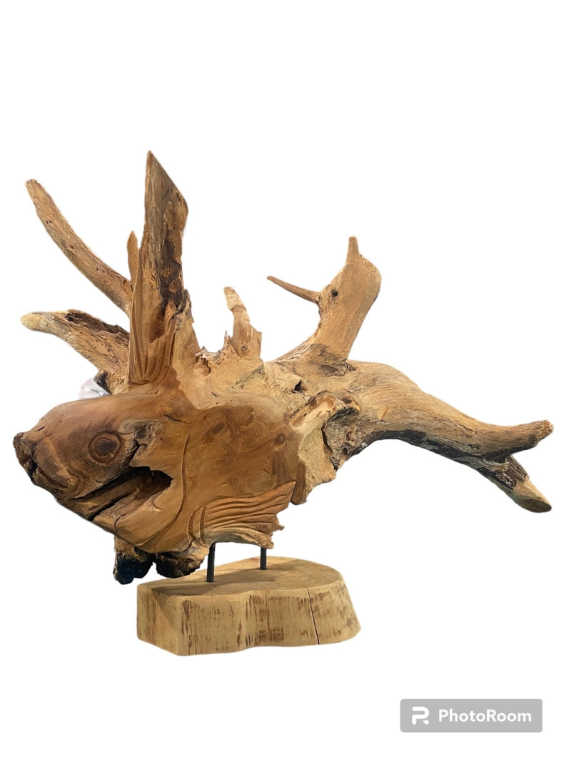 Big Wooden Fish Sculpture - Accent DecorShop Top