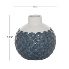 Blue Ceramic Decorative Vase with Shell Designs - VasesUmainc