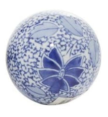 Blue Ceramic Floral Handmade Glossy Decorative Orbs & Vase Filler - Decorative BallUmainc