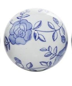 Blue Ceramic Floral Handmade Glossy Decorative Orbs & Vase Filler - Decorative BallUmainc