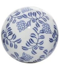 Blue Ceramic Floral Handmade Glossy Decorative Orbs & Vase Filler - Decorative BallUmainc