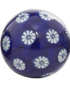 Blue Ceramic Floral Handmade Glossy Decorative Orbs & Vase Filler - Decorative BallUmainc