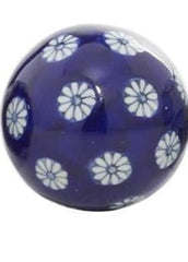 Blue Ceramic Floral Handmade Glossy Decorative Orbs & Vase Filler - Decorative BallUmainc