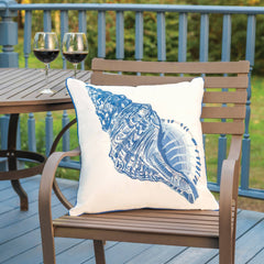 Blue Conch Shell Pillow - Indoor/outdoor Pillow - pillowRightside Design