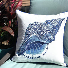 Blue Conch Shell Pillow - Indoor/outdoor Pillow - pillowRightside Design