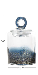 Blue Glass Decorative Jars with Gold Flake Details and Ring Lids - Decorative JarUmainc