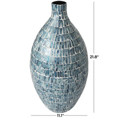 Blue Mother of Pearl Shell Handmade Mosaic Inspired Decorative Vase - VasesUmainc