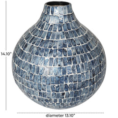 Blue Mother of Pearl Shell Handmade Mosaic Inspired Decorative Vase - VasesUmainc