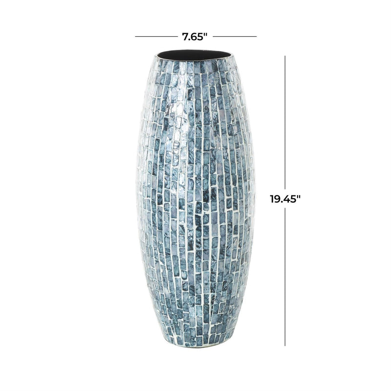 Blue Mother of Pearl Shell Handmade Mosaic Inspired Decorative Vase - VasesUmainc