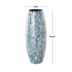 Blue Mother of Pearl Shell Handmade Mosaic Inspired Decorative Vase - VasesUmainc