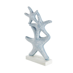 Blue Polystone Starfish Stacked Decorative Sculpture with Engraved Floral and Scroll Patterns - Sculptures & StatuesUmainc