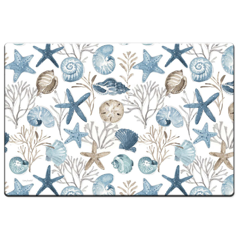 Blue Shells Decorative Kitchen Floor Mat – 30" x 20" Comfort Mat - CounterArt/Highland Home/Thirstystone/CoasterStone