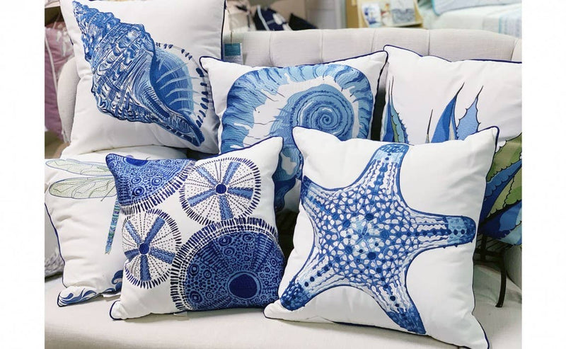 Blue Starfish Indoor/Outdoor Throw Pillow - Rightside Design