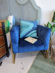 Blue Velvet Barrel Chair - ShoreKept