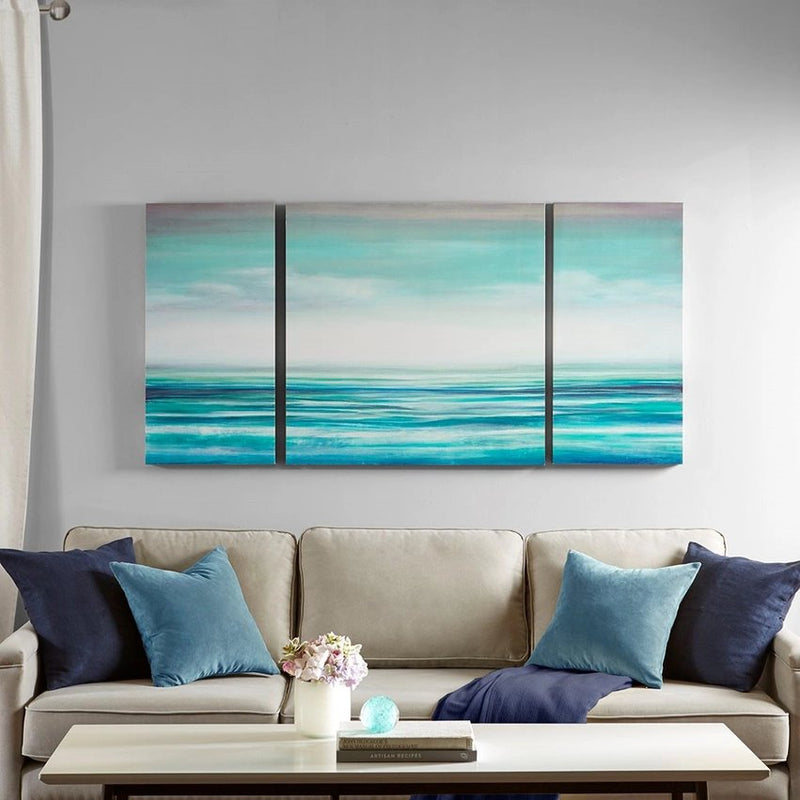 Blue Ocean Horizon 3-Piece Canvas Wall Art