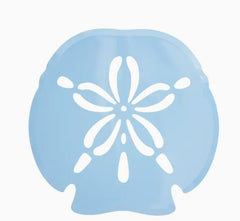 Blue sand dollar stainless steel powder-coated wall art 25 inches