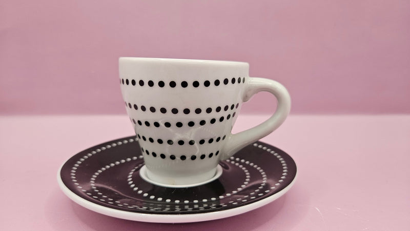 Bodum Espresso Cup and Saucer Set – Modern Black & White Polka Dot Design - MugLoving Coastal Living