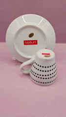 Bodum Espresso Cup and Saucer Set – Modern Black & White Polka Dot Design - MugLoving Coastal Living