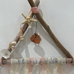Boho Vintage Lace Driftwood Wall Decor With Shell Accents - Accent DecorLoving Coastal Living