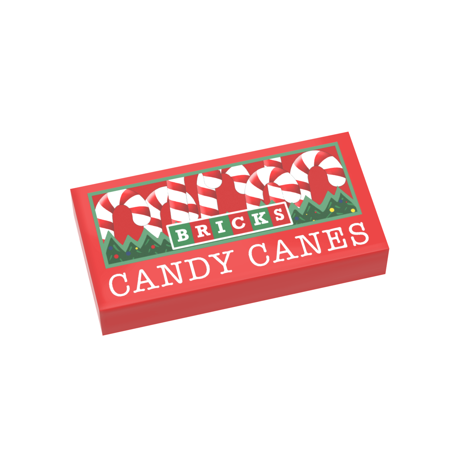 Candy Canes Box - Custom Printed 1x2 tile - Made Using a LEGO® Part
