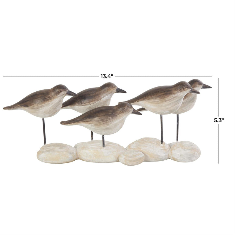 Brown Polystone Bird Decorative Sculpture with Cream Rock - Inspired Base - SculptureUmainc