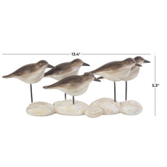 Brown Polystone Bird Decorative Sculpture with Cream Rock - Inspired Base - SculptureUmainc