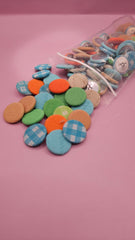 Bulk Lot of Vintage Big Fabric Buttons – 8oz Assorted Collection (0.8