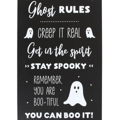 Ghost Rules Hanging Halloween Sign