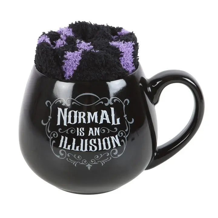 Normal Is An Illusion Gothic Mug and Socks Set