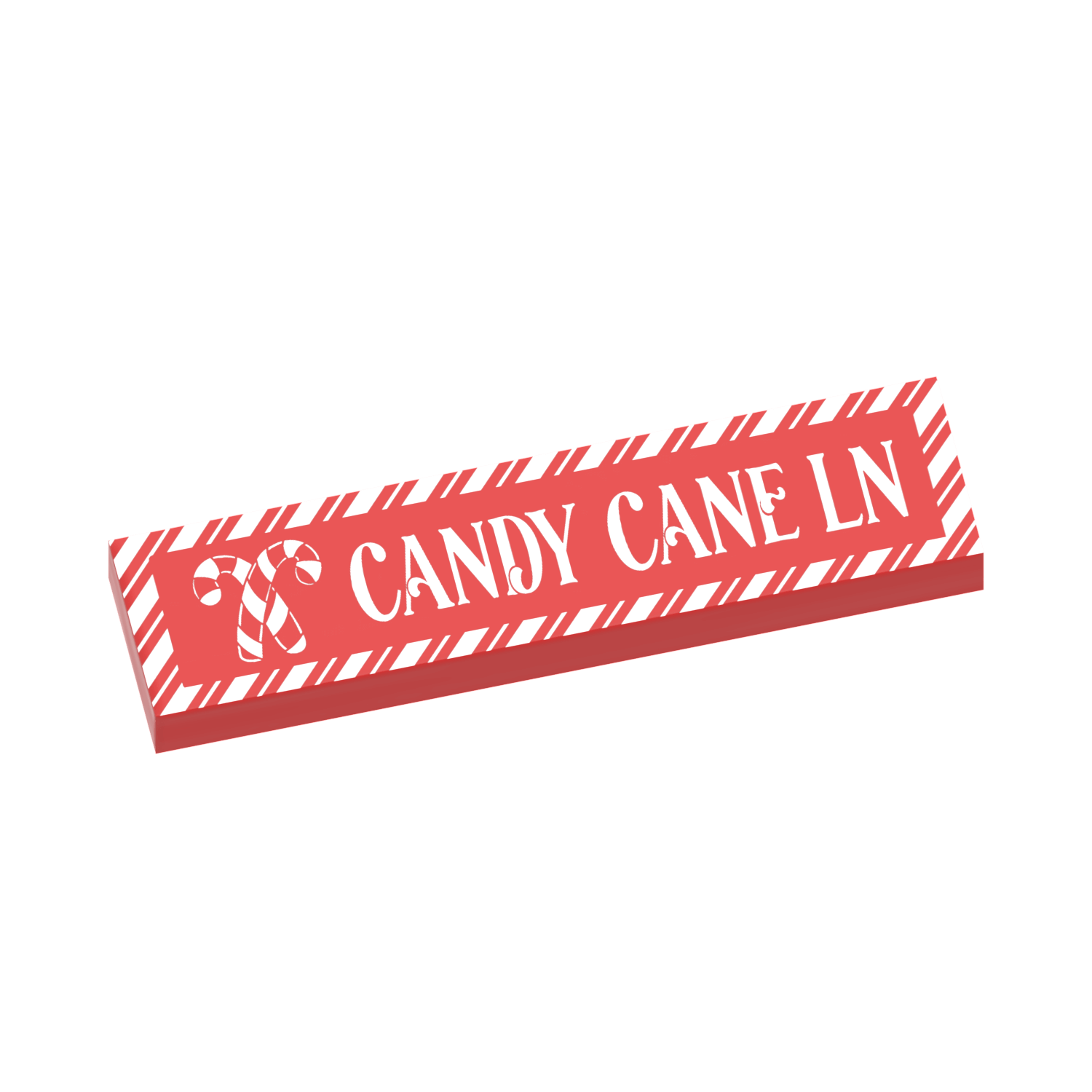 Candy Cane Ln Street Sign - Custom Printed 1x4 Tile - Made with LEGO® Parts