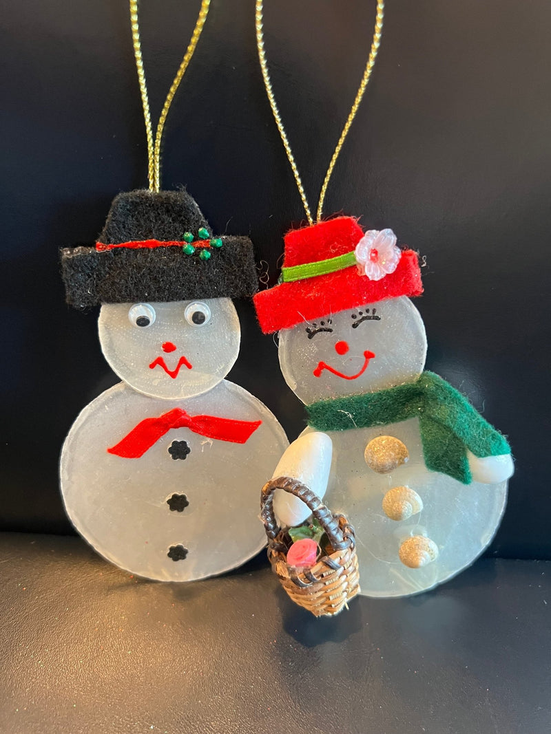 Capiz Snowman Ornament - 2 Styles - OrnamentsJeremey Ornaments