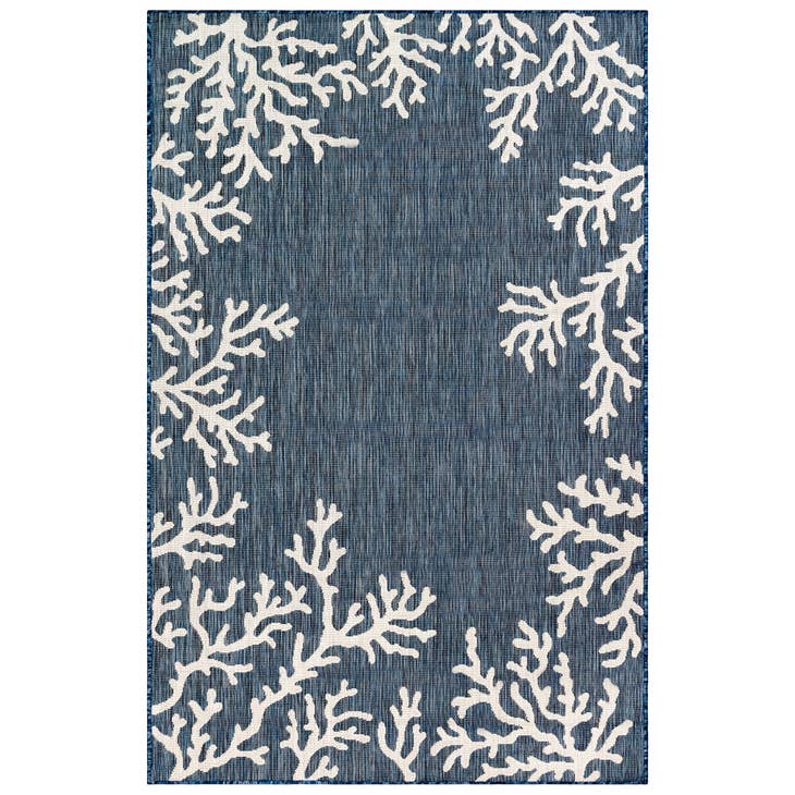 Carmel Coral Border Indoor/Outdoor Rug Navy - 3'9" x 5'7" - RugsLiora Manne