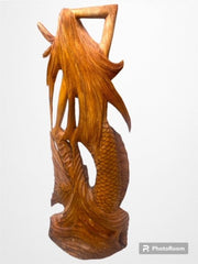 Carved Mermaid Wood Sculpture - World Shells Imports