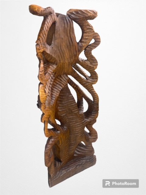 Carved Octopus wood sculpture - Home DecorWorld Shells Imports