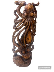 Carved Octopus wood sculpture - Home DecorWorld Shells Imports